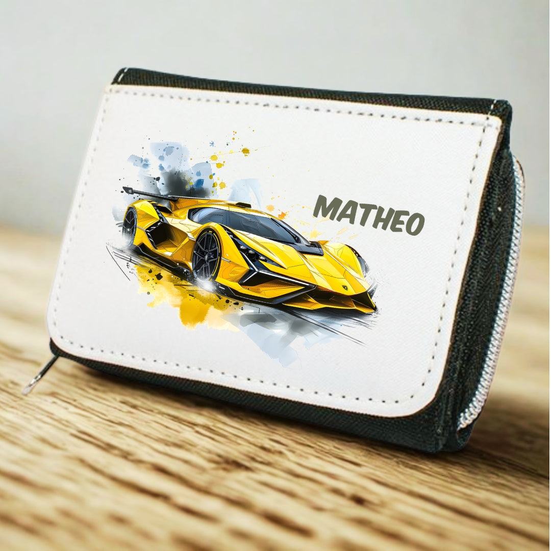 Kinder Geldbeutel Auto personalisiert mit Namen – Portemonnaie Jungen