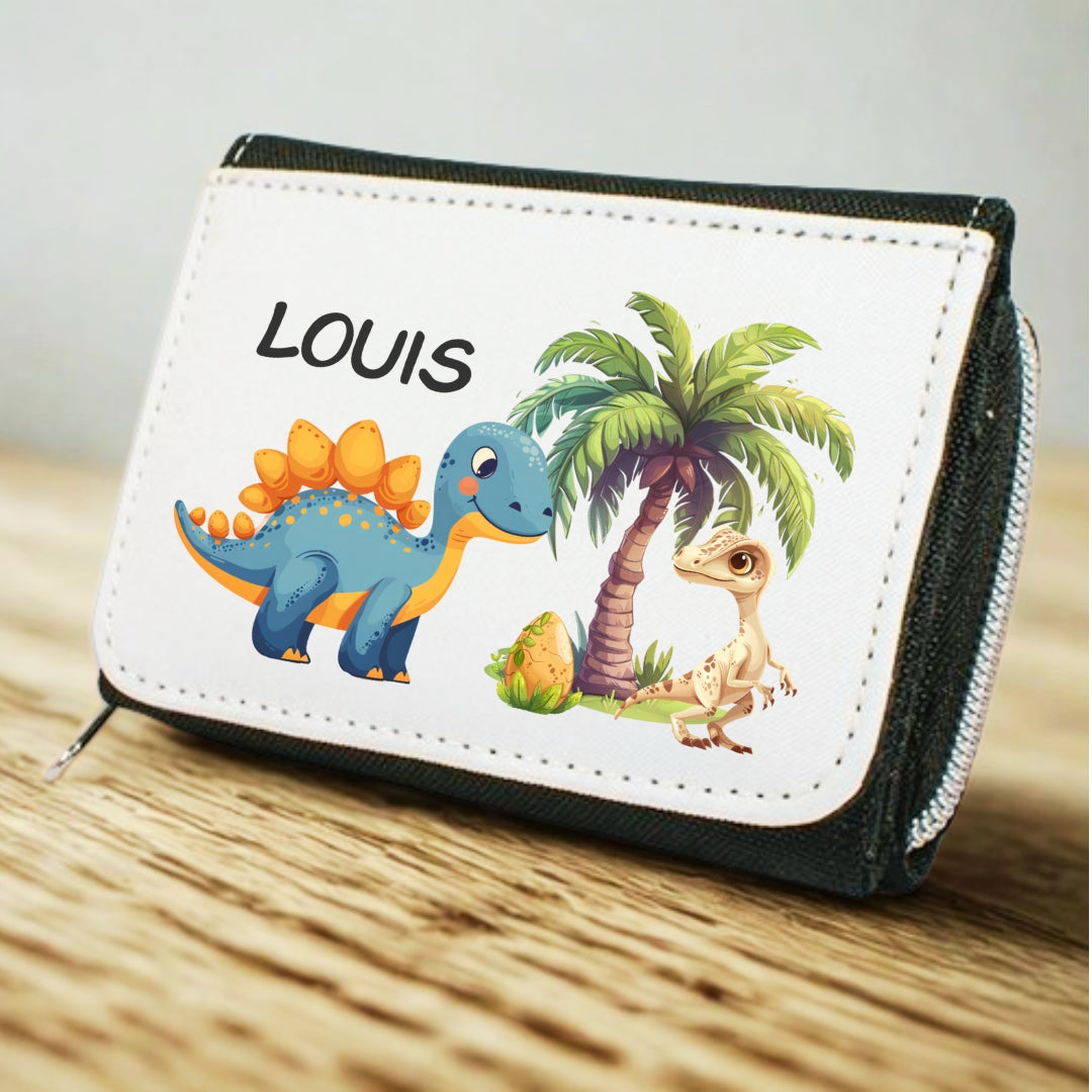 Kinder Geldbeutel Dino personalisiert mit Namen – Portemonnaie Jungen