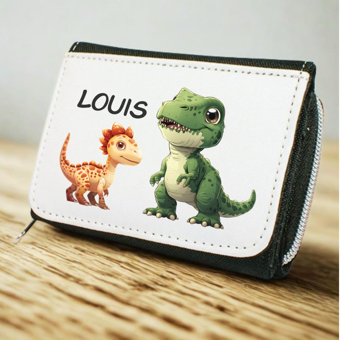 Kinder Geldbeutel Dino personalisiert mit Namen – Portemonnaie Jungen