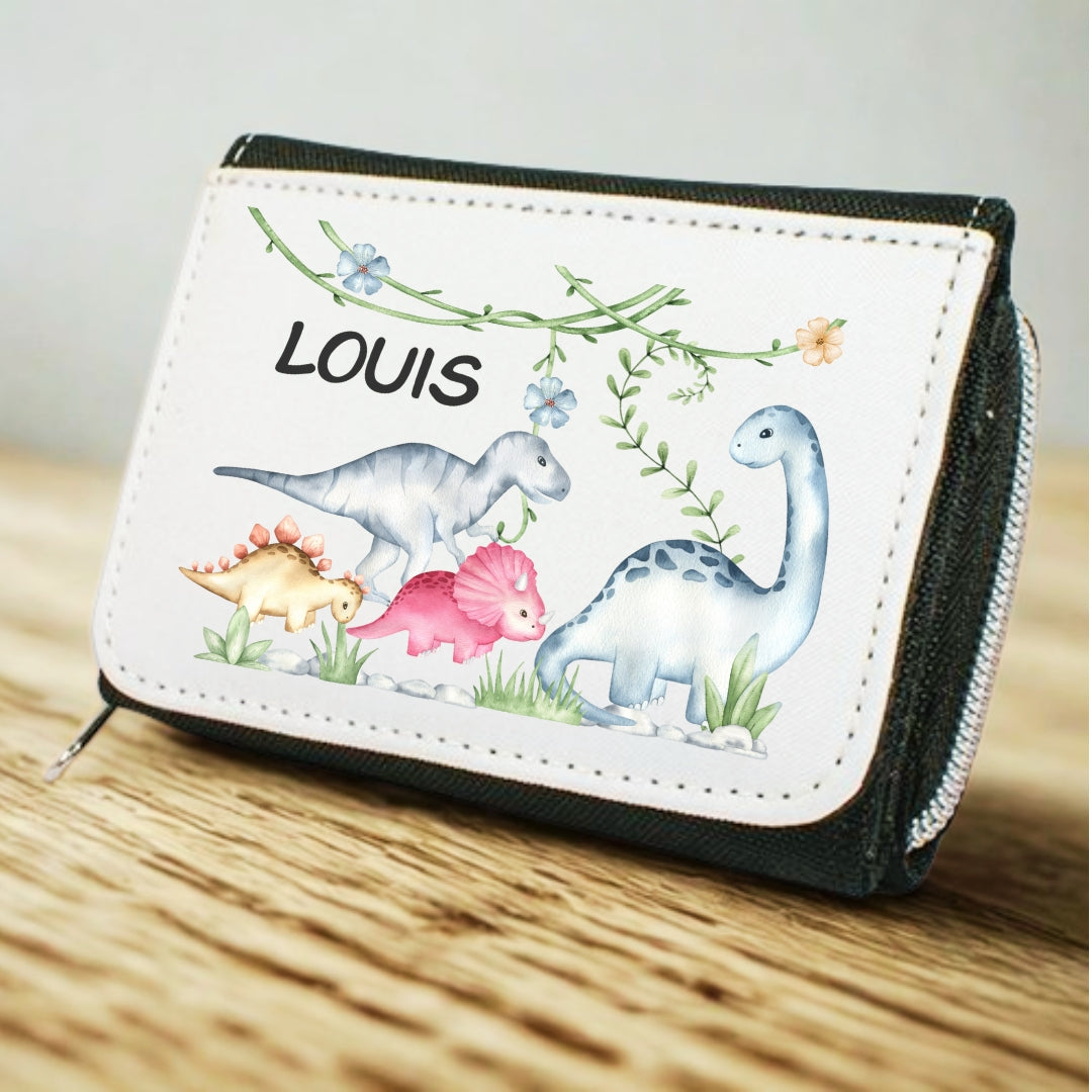 Kinder Geldbeutel Dino personalisiert mit Namen – Portemonnaie Jungen