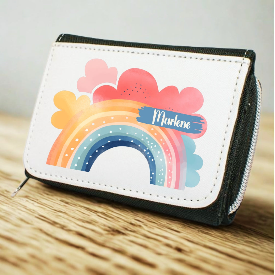 Kinder Geldbeutel Regenbogen personalisiert mit Namen – Portemonnaie Mädchen