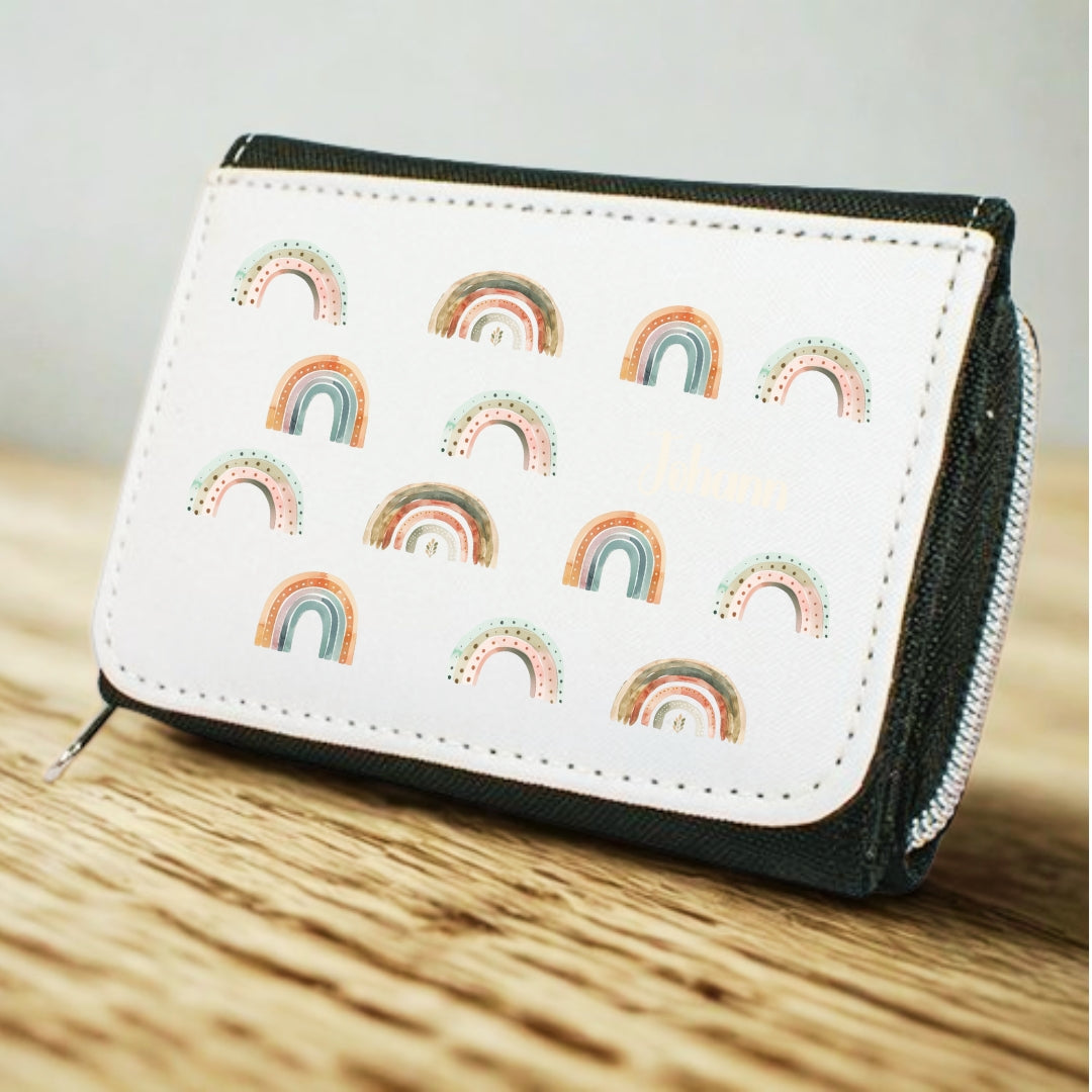 Kinder Geldbeutel Regenbogen personalisiert mit Namen – Portemonnaie Mädchen