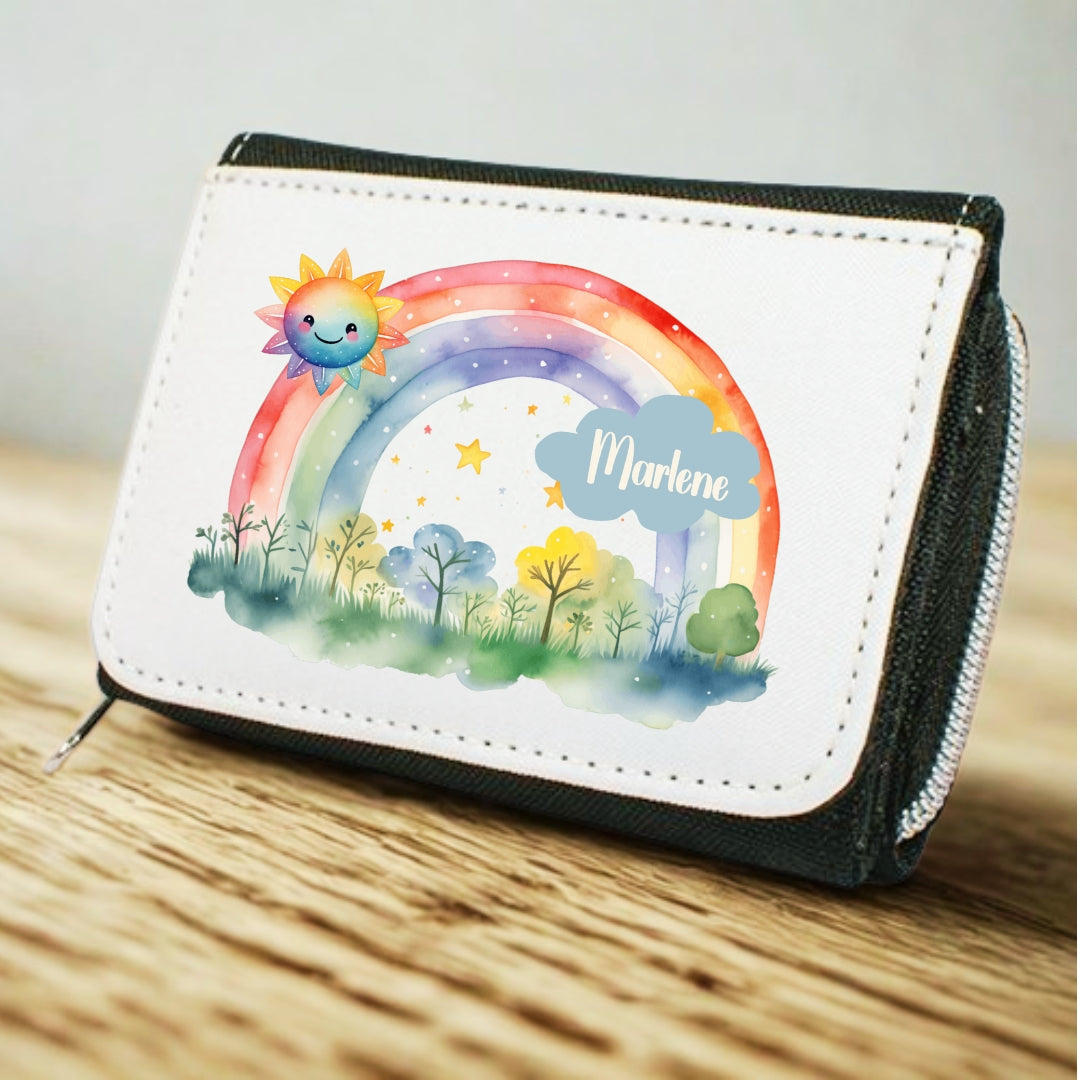 Kinder Geldbeutel Regenbogen personalisiert mit Namen – Portemonnaie Mädchen