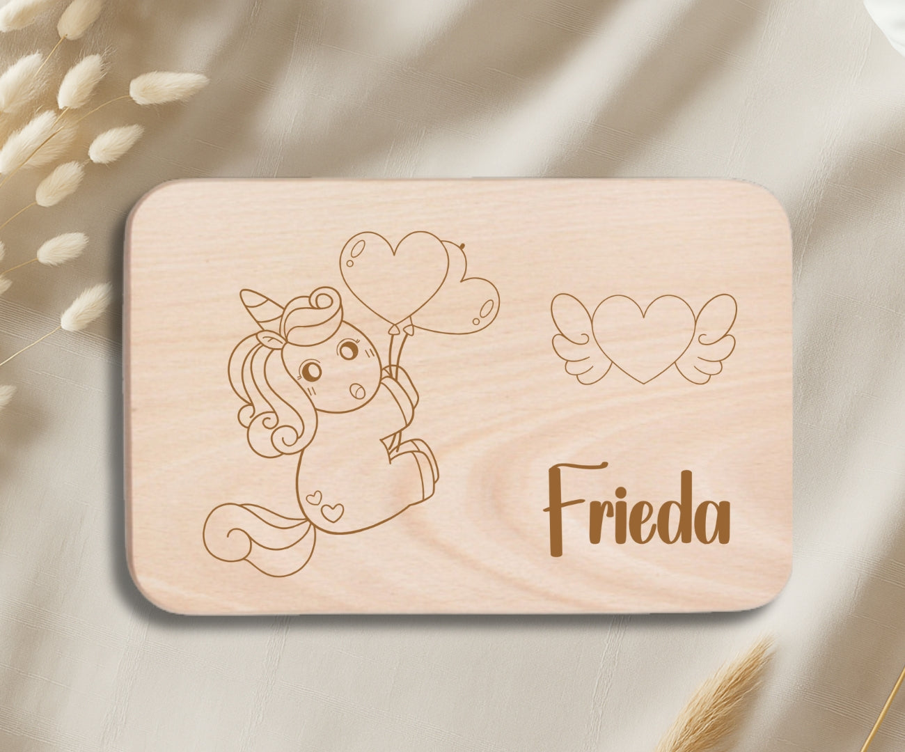 Personalisiertes Frühstücksbrettchen Kinder – Einhorn Motive mit Gravur