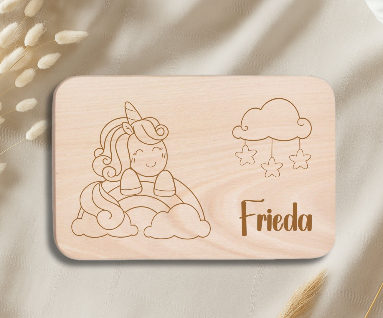 Personalisiertes Frühstücksbrettchen Kinder – Einhorn Motive mit Gravur