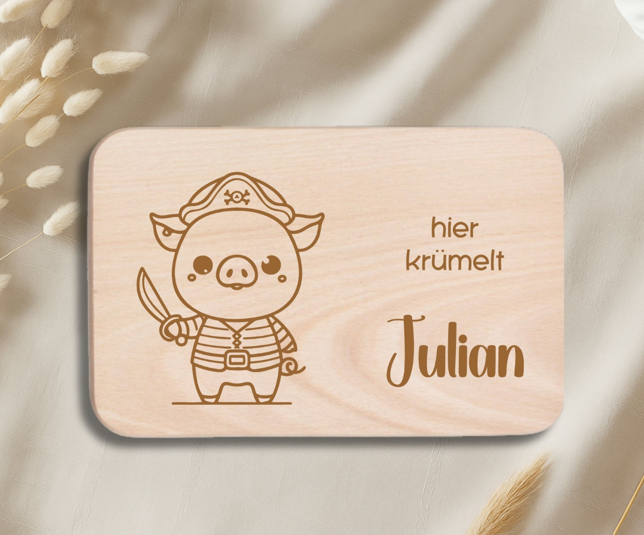 Personalisiertes Frühstücksbrettchen Kinder – Lustige Tiermotive mit Gravur (Elefant, Katze, Maus, Giraffe & Hund)