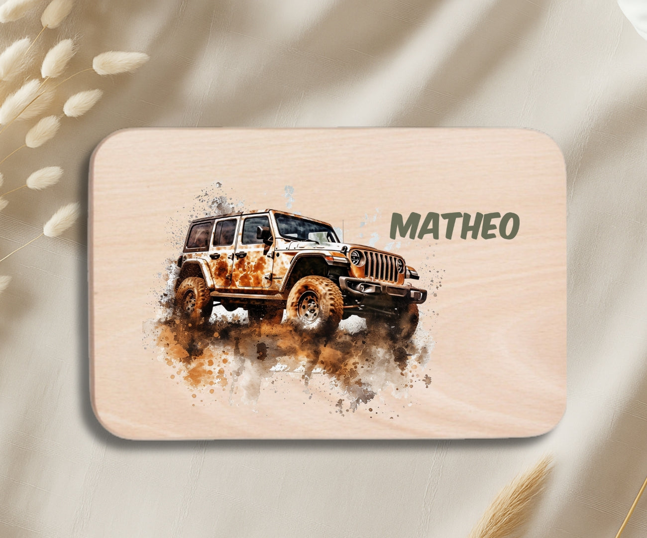 Personalisiertes Holzbrettchen Kinder – Auto & Rennwagen Motiv mit Name