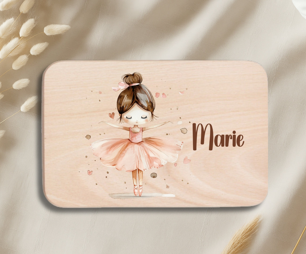 Personalisiertes Holzbrettchen Kinder – Ballerina Motiv mit Name