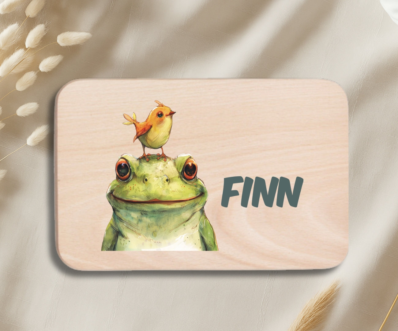 Personalisiertes Holzbrettchen Kinder – Bunte Tiermotive mit Name