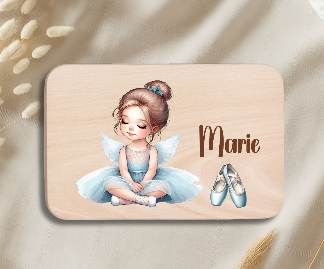 Personalisiertes Holzbrettchen Kinder – Ballerina Motiv mit Name