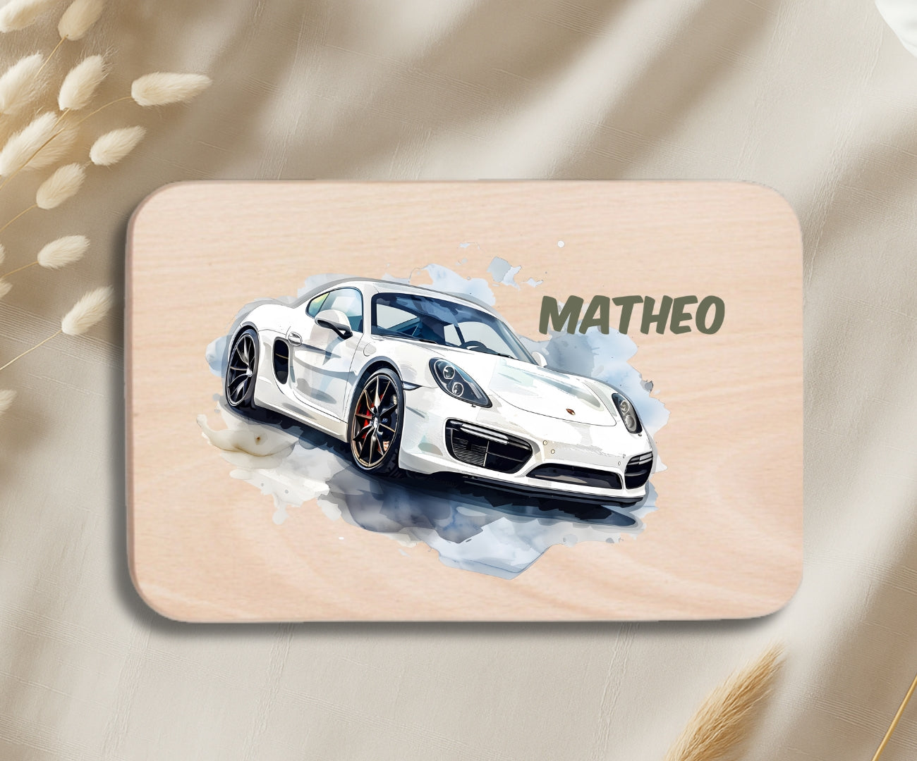 Personalisiertes Holzbrettchen Kinder – Auto & Rennwagen Motiv mit Name
