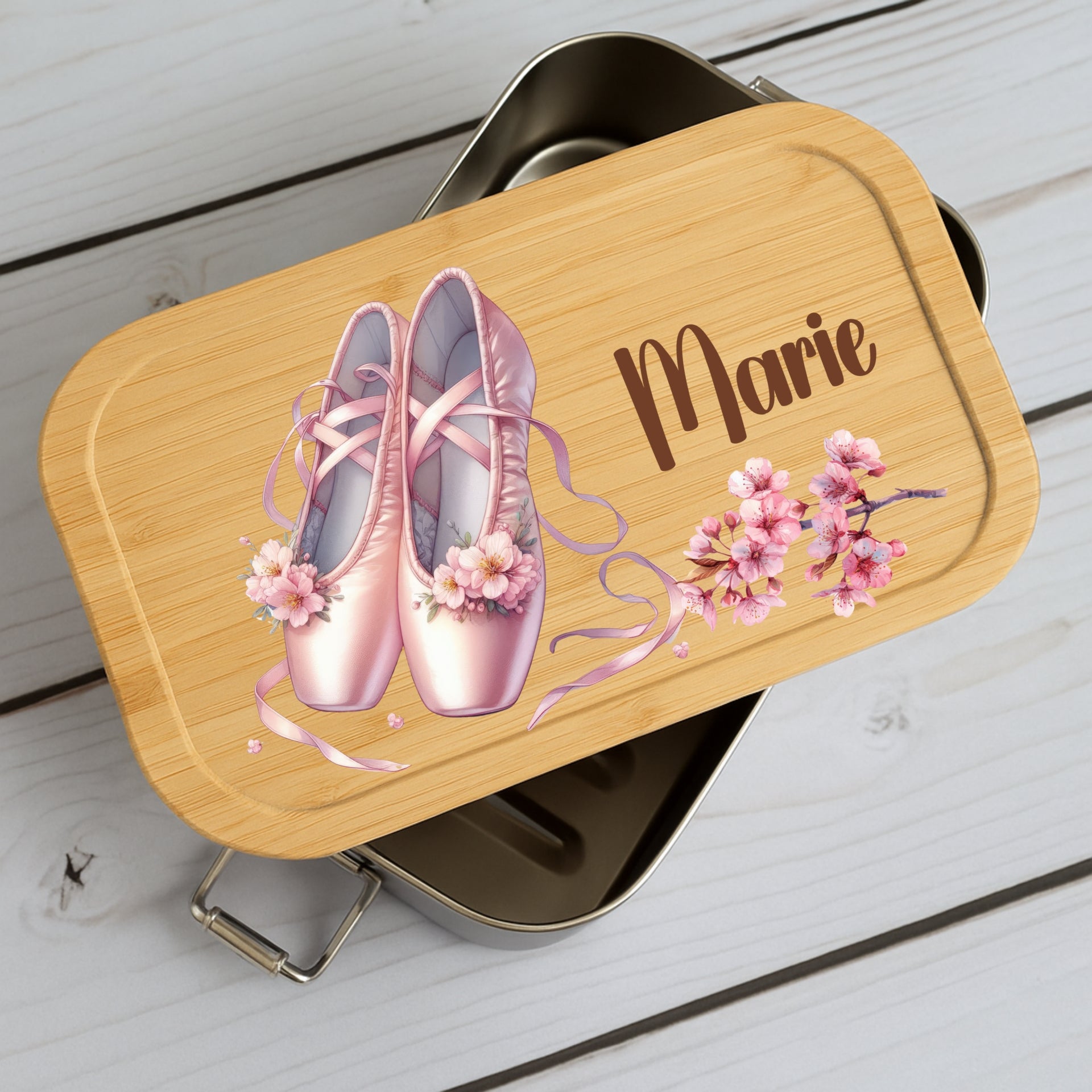 Brotdose Kinder Ballerina – Lunchbox mit Bambusdeckel & Name