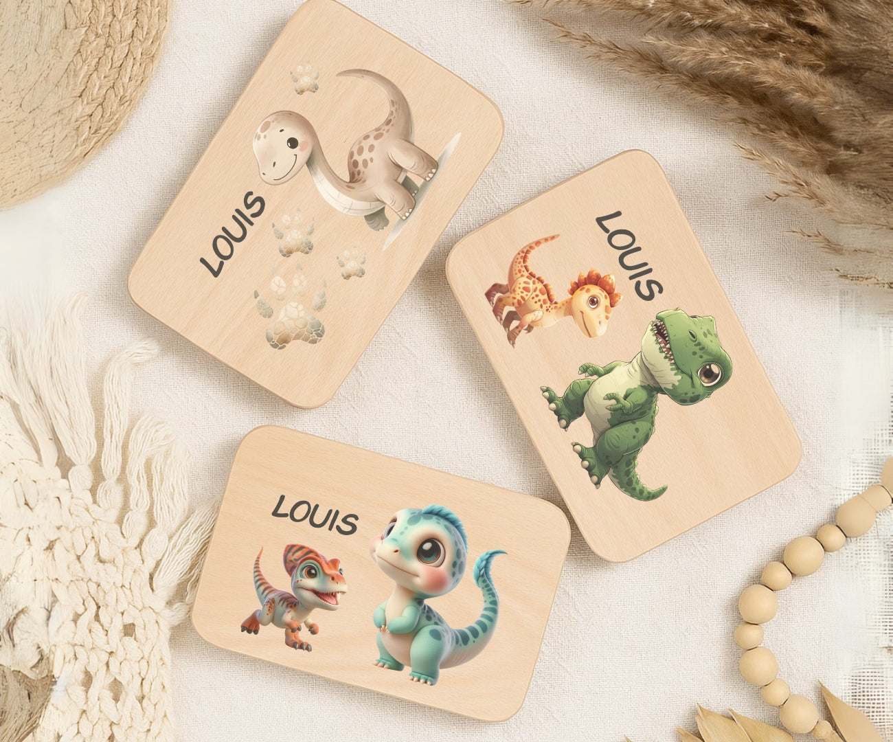 Personalisierte Frühstücksbrettchen Kinder – Dino Motiv mit Name