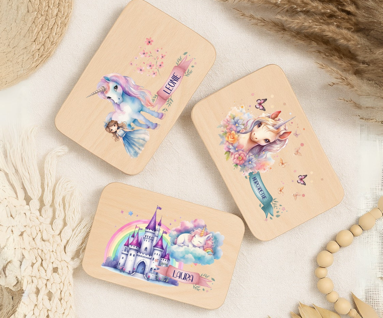 Personalisierte Frühstücksbrettchen Kinder – Einhorn Motiv mit Name