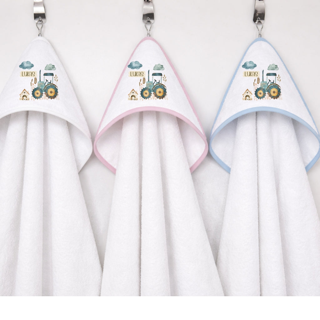 Kapuzenhandtuch Baby personalisiert – Bauernhof mit Namen