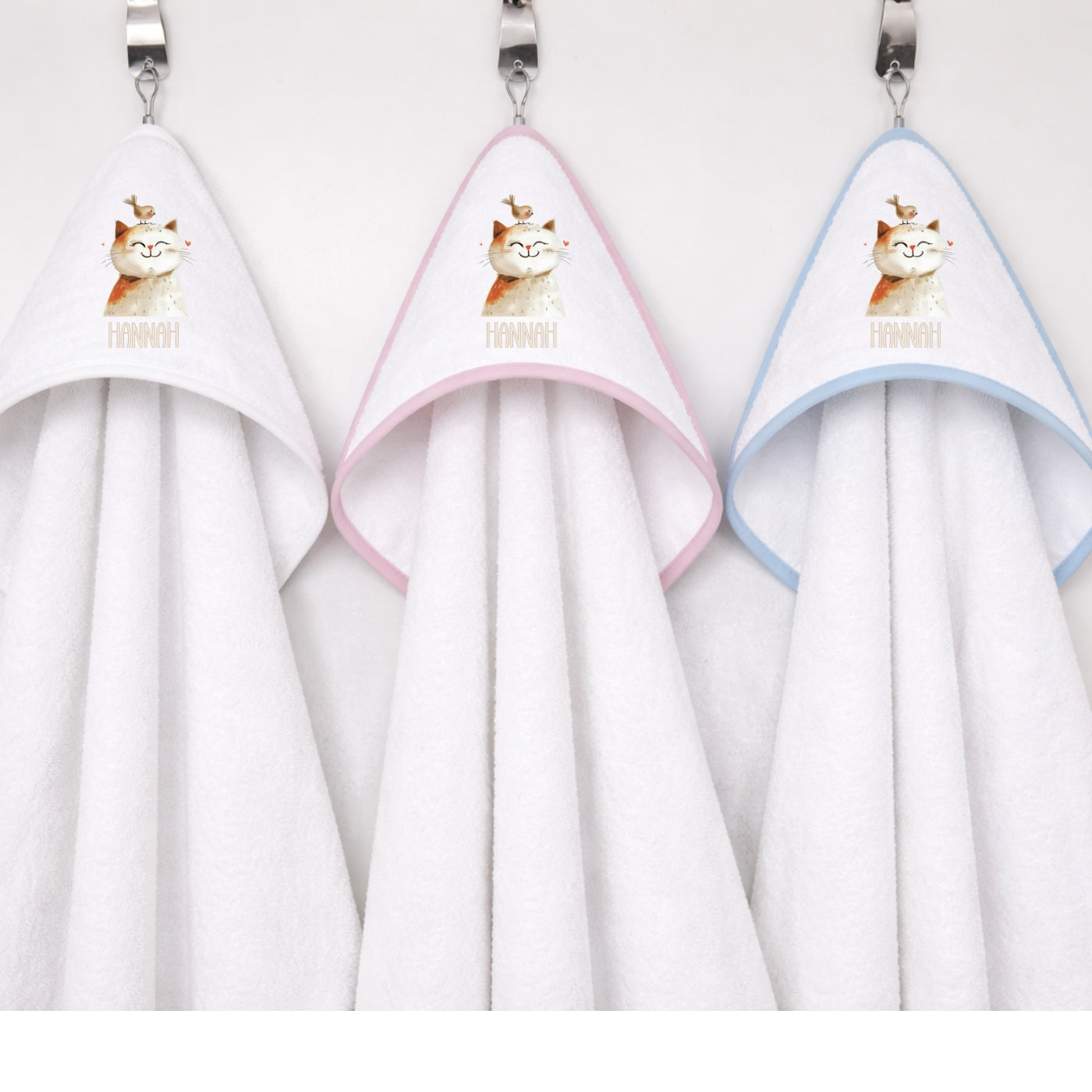 Kapuzenhandtuch Baby personalisiert – Tiere Beige mit Namen