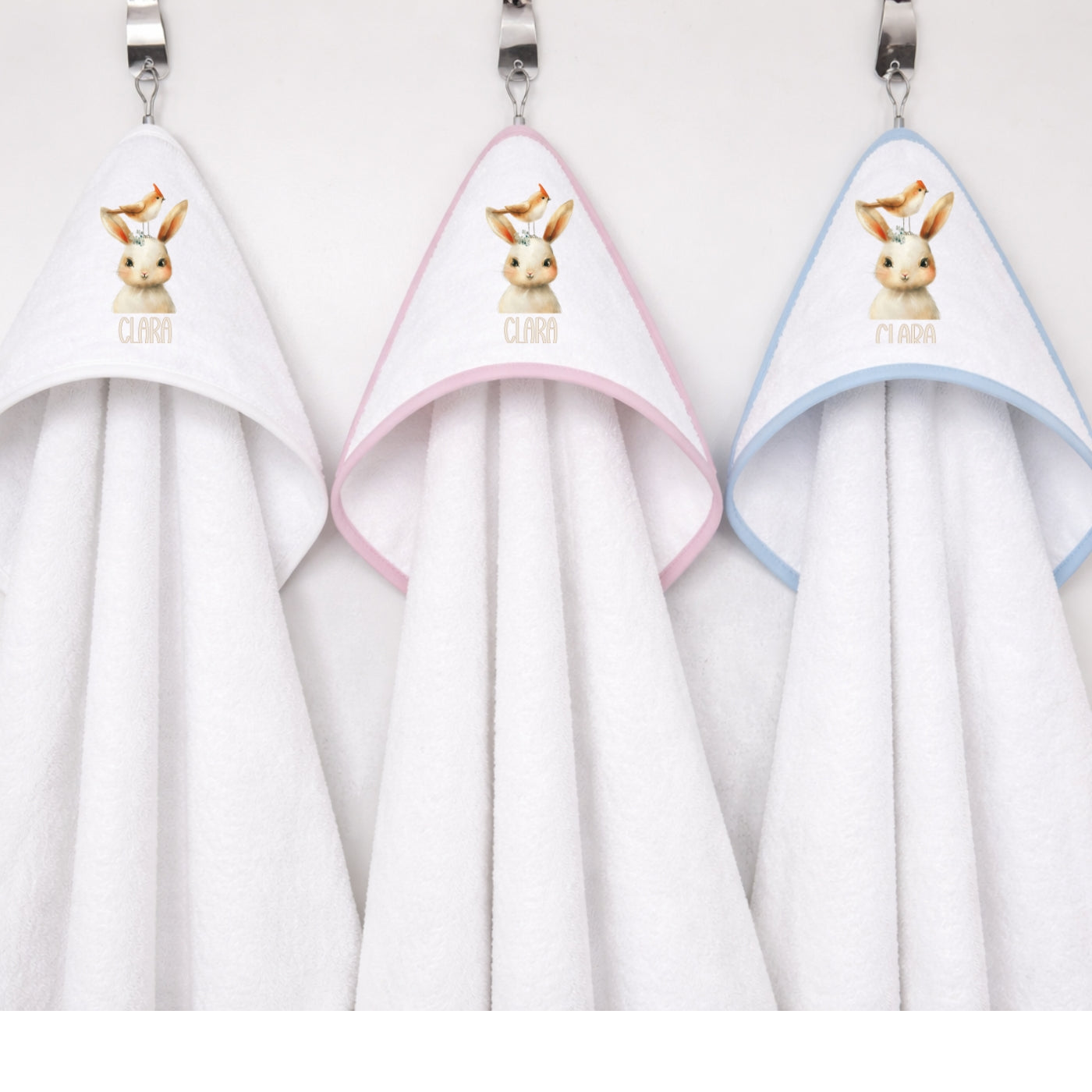 Kapuzenhandtuch Baby personalisiert – Tiere Beige mit Namen