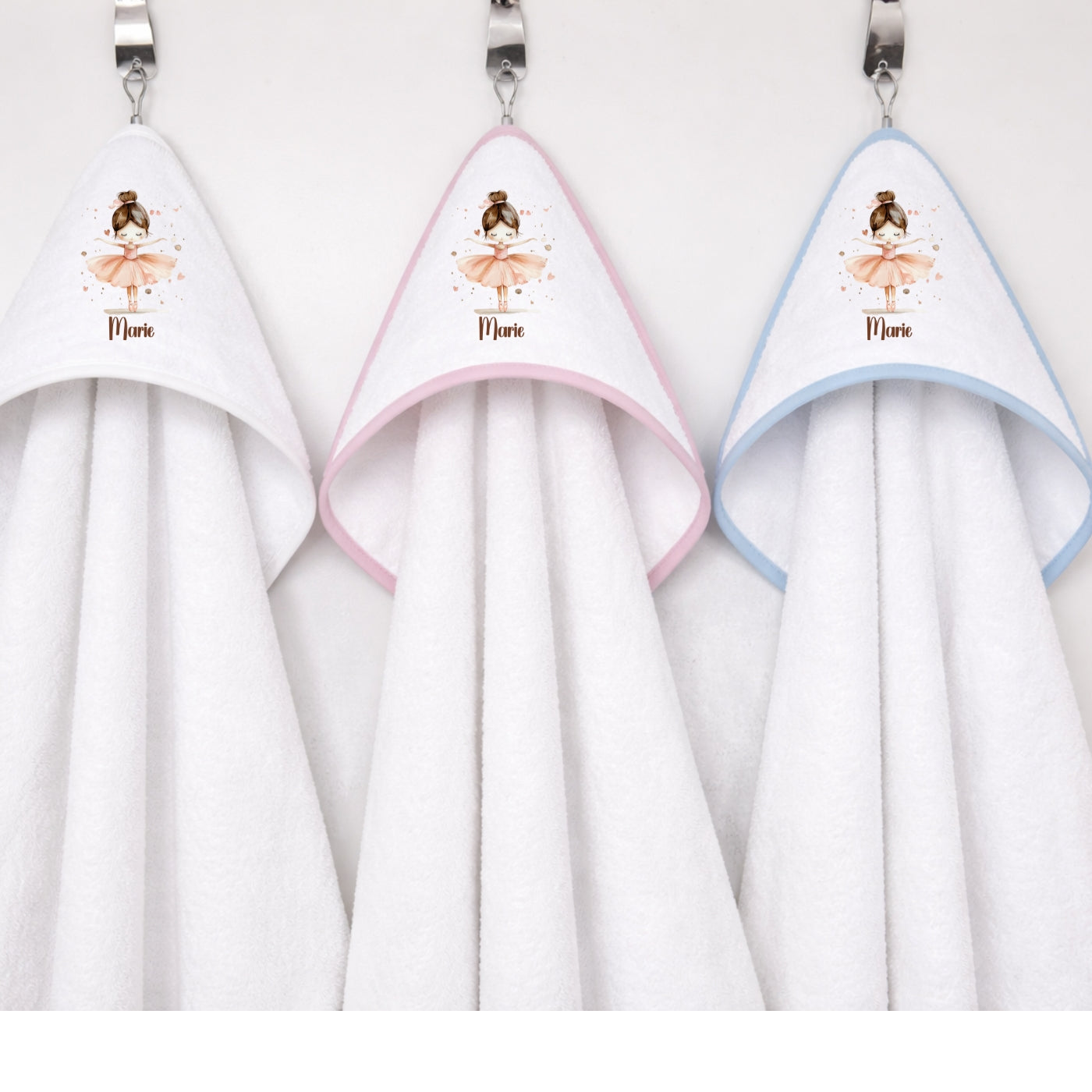 Kapuzenhandtuch Baby personalisiert – Ballerina mit Namen