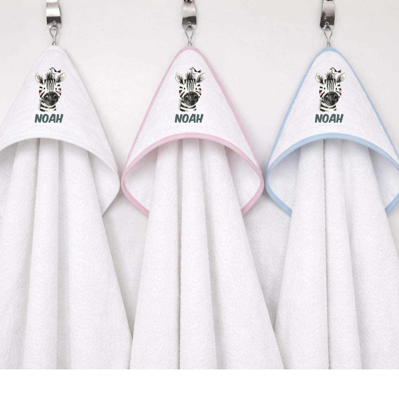 Kapuzenhandtuch Baby personalisiert – Tiere bunt mit Namen