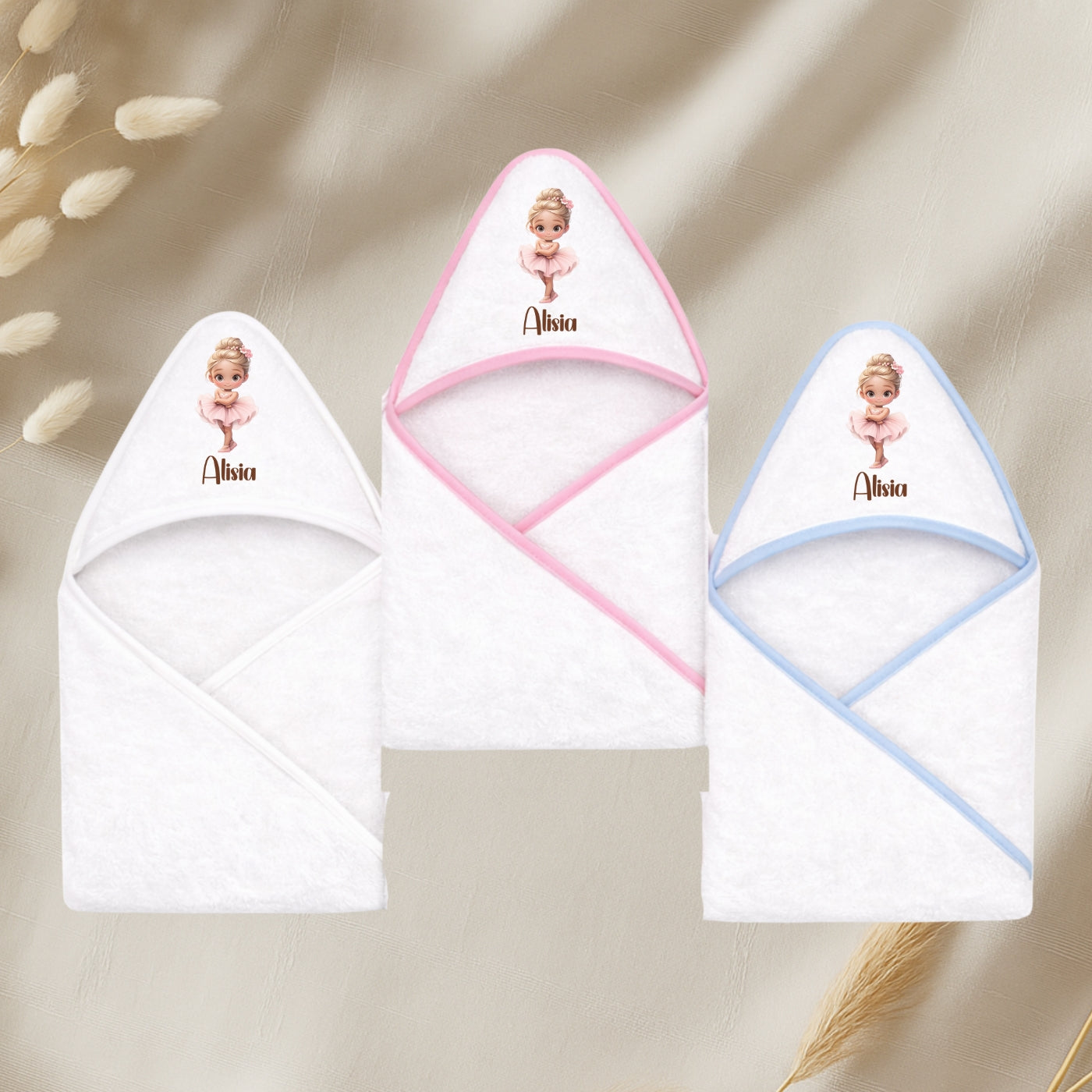 Kapuzenhandtuch Baby personalisiert – Ballerina mit Namen