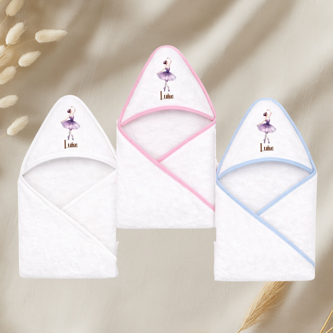 Kapuzenhandtuch Baby personalisiert – Ballerina mit Namen