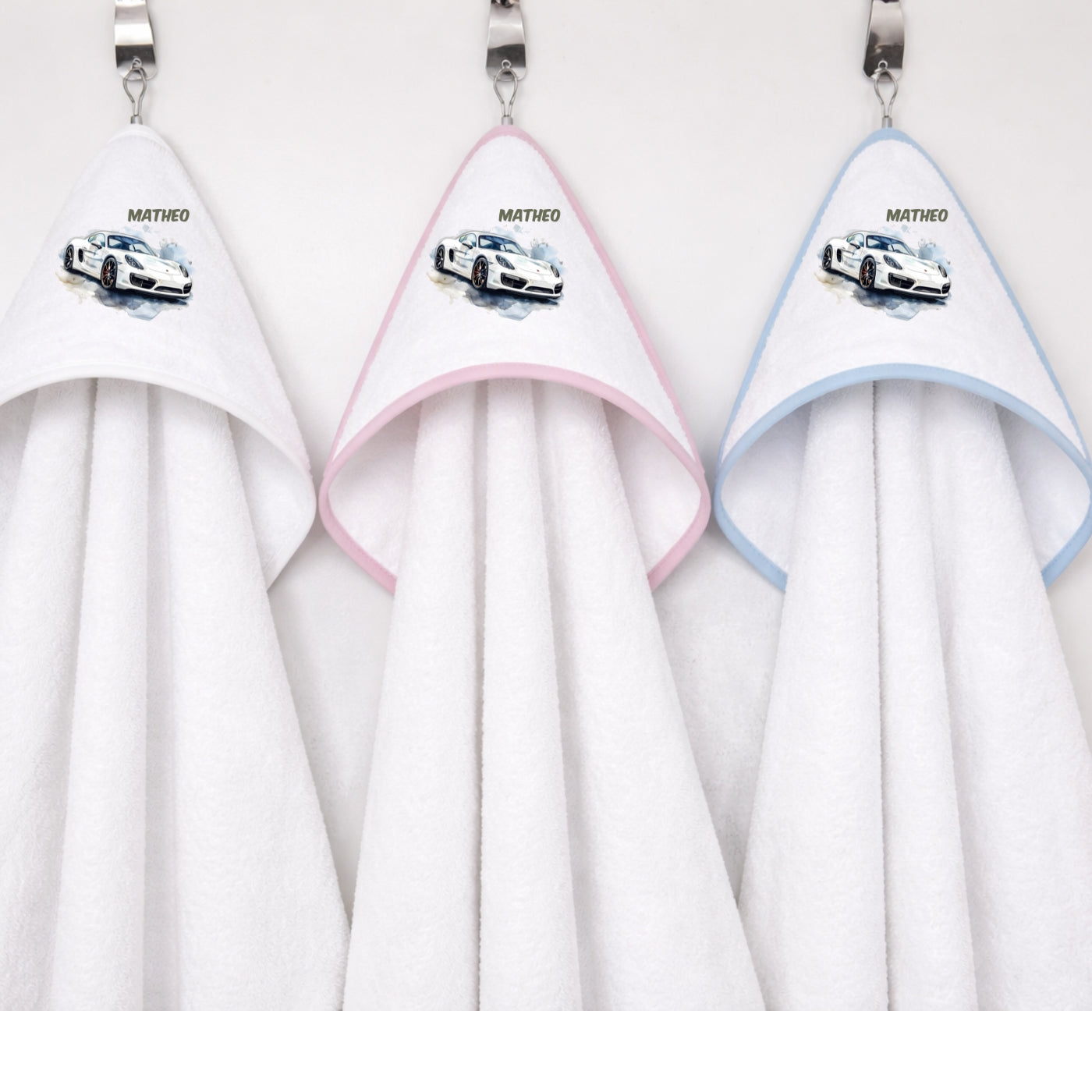 Kapuzenhandtuch Baby personalisiert mit Auto Motiv und Namen