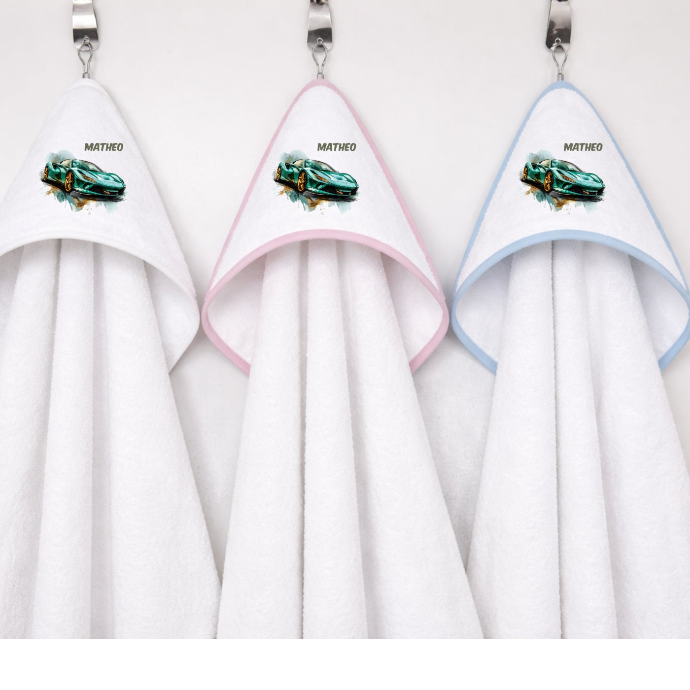 Kapuzenhandtuch Baby personalisiert mit Auto Motiv und Namen