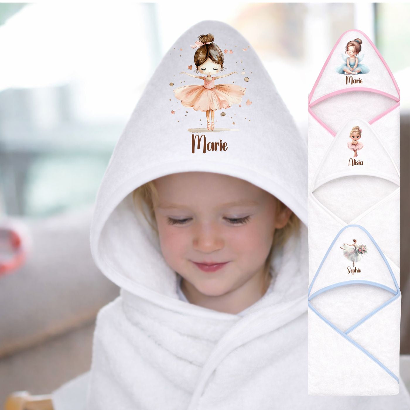 Kapuzenhandtuch Baby Personalisiert mit Ballerina Motiv und Namen