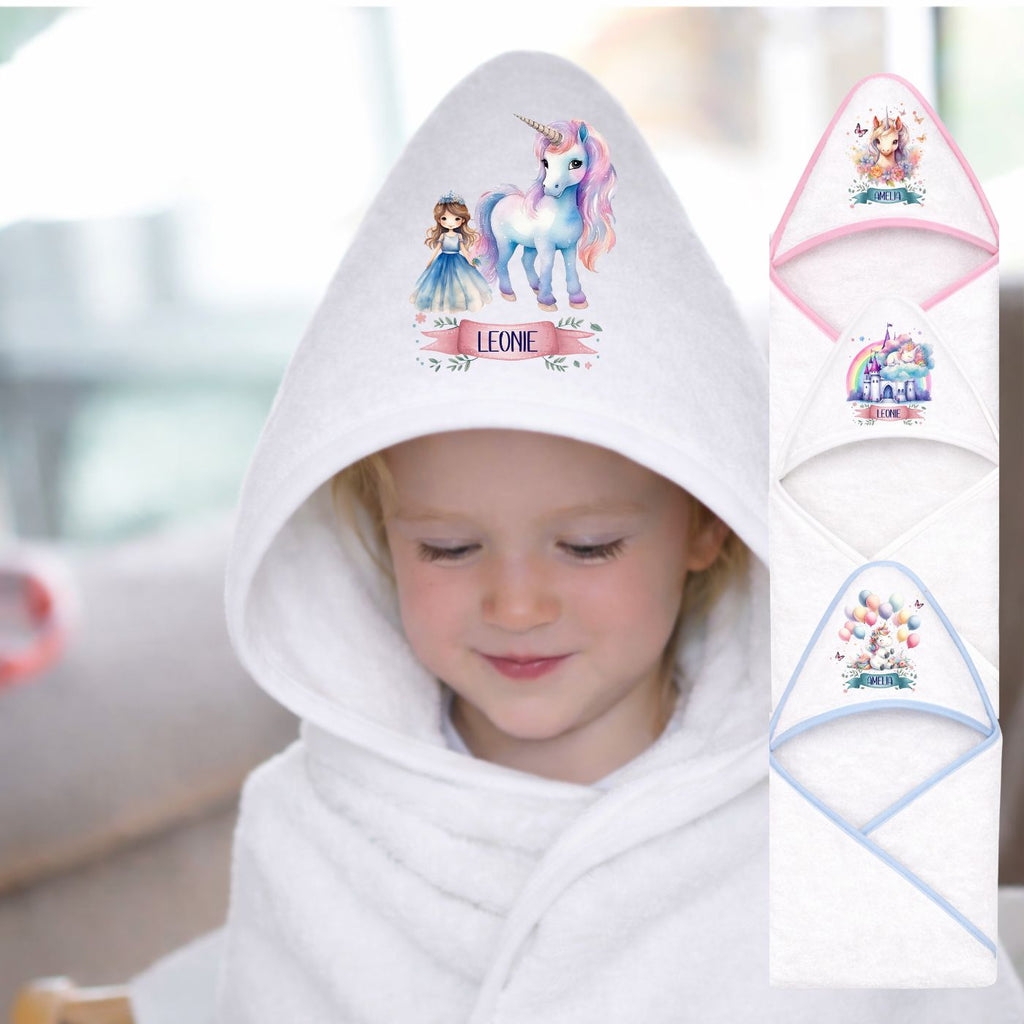 Kapuzenhandtuch Baby Personalisiert mit Einhorn Motiv und Namen