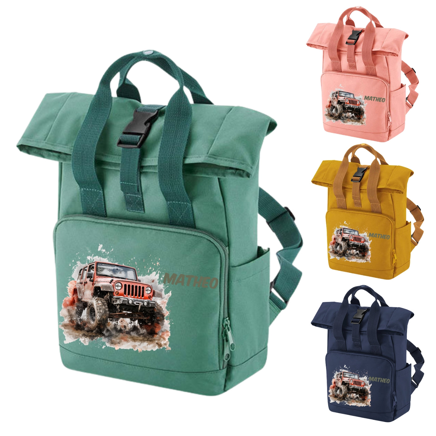 Kinder Rucksack mit Auto Motiven und Namen