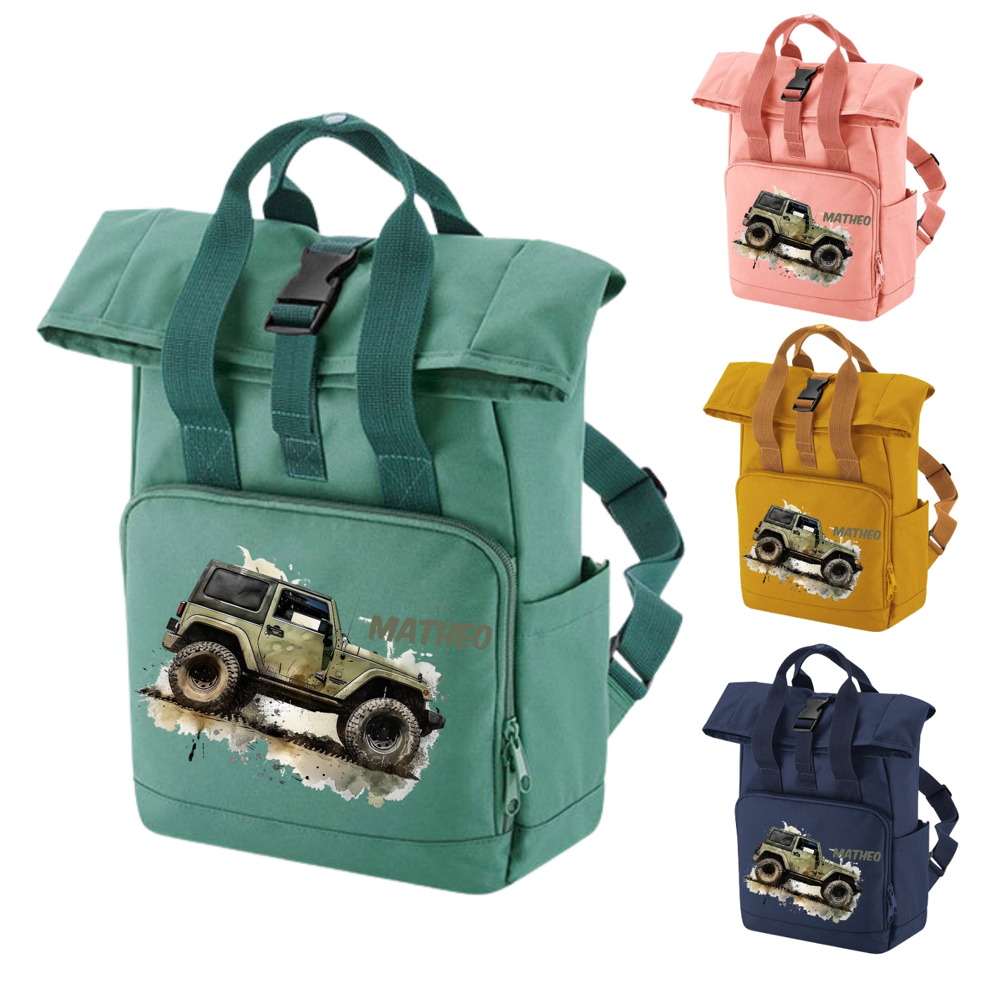 Kinder Rucksack mit Auto Motiven und Namen