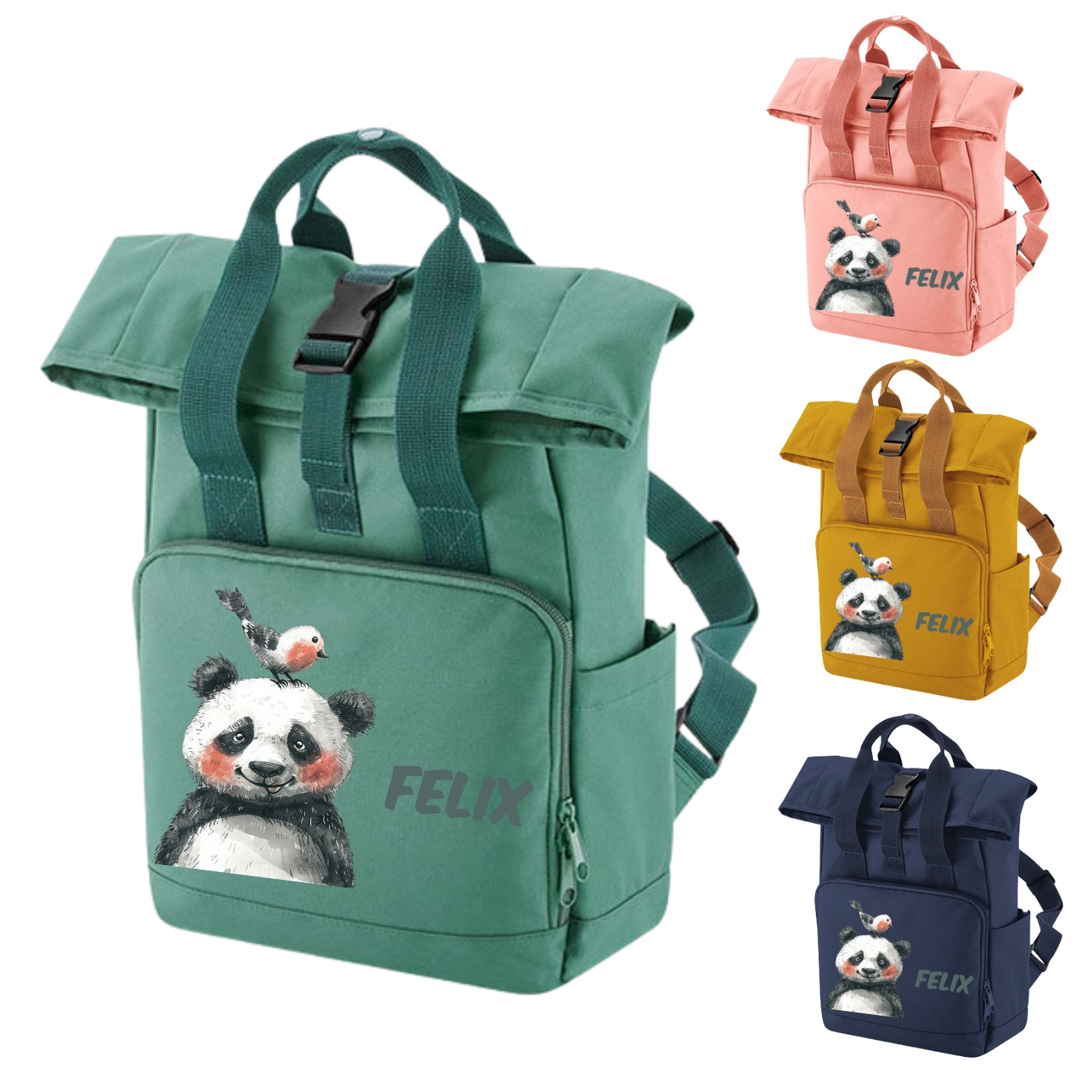 Kinderrucksack bunte Tiermotive personalisiert