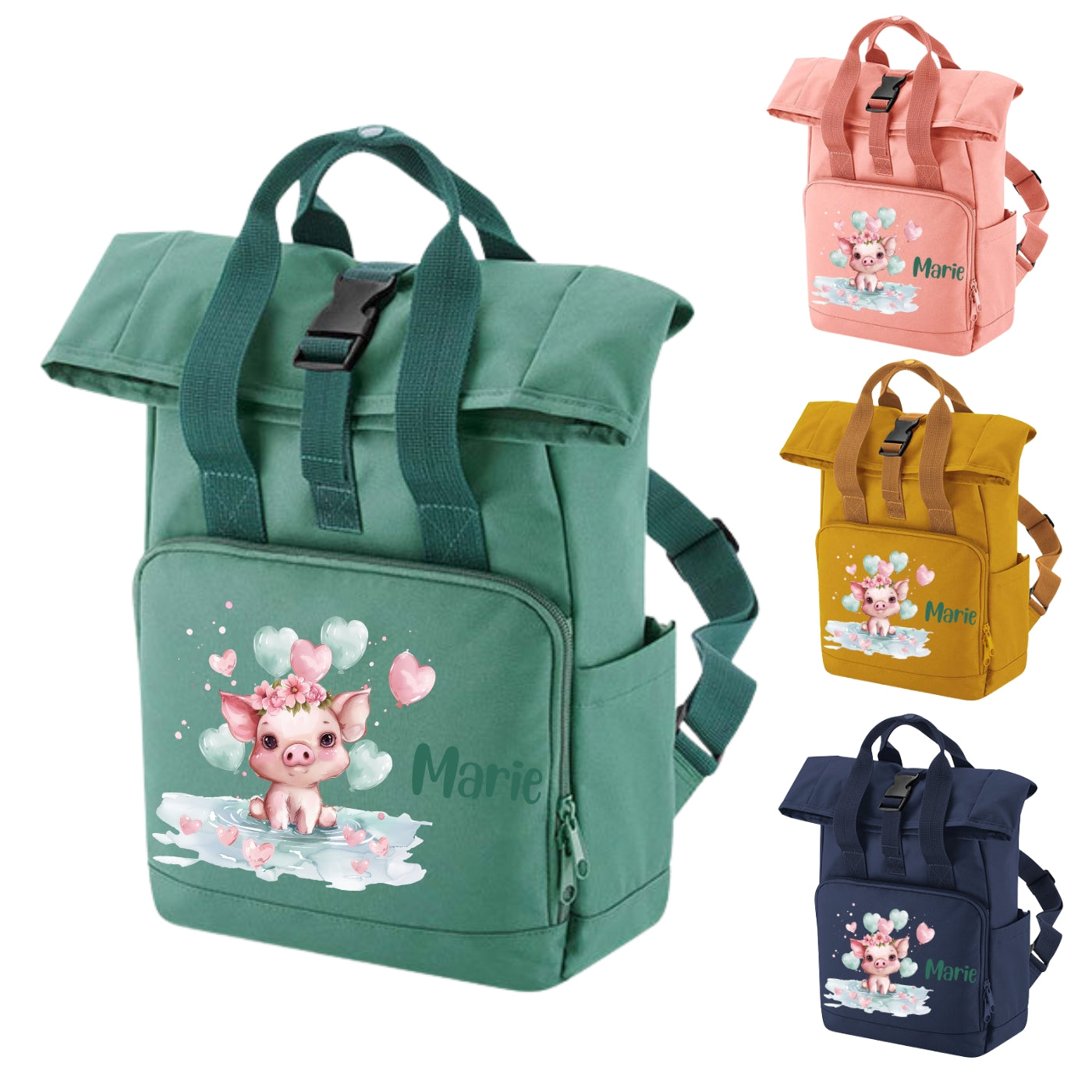 Kindergartenrucksack mit Tiermotiven und Namen