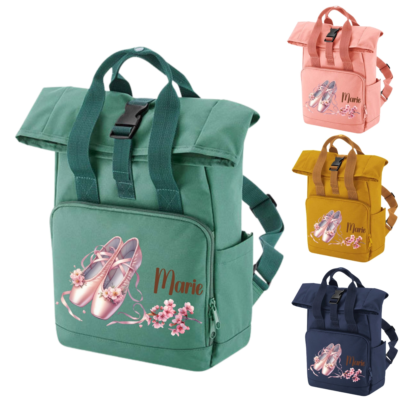 Rucksack für Mädchen mit Ballerina Motiven und Namen