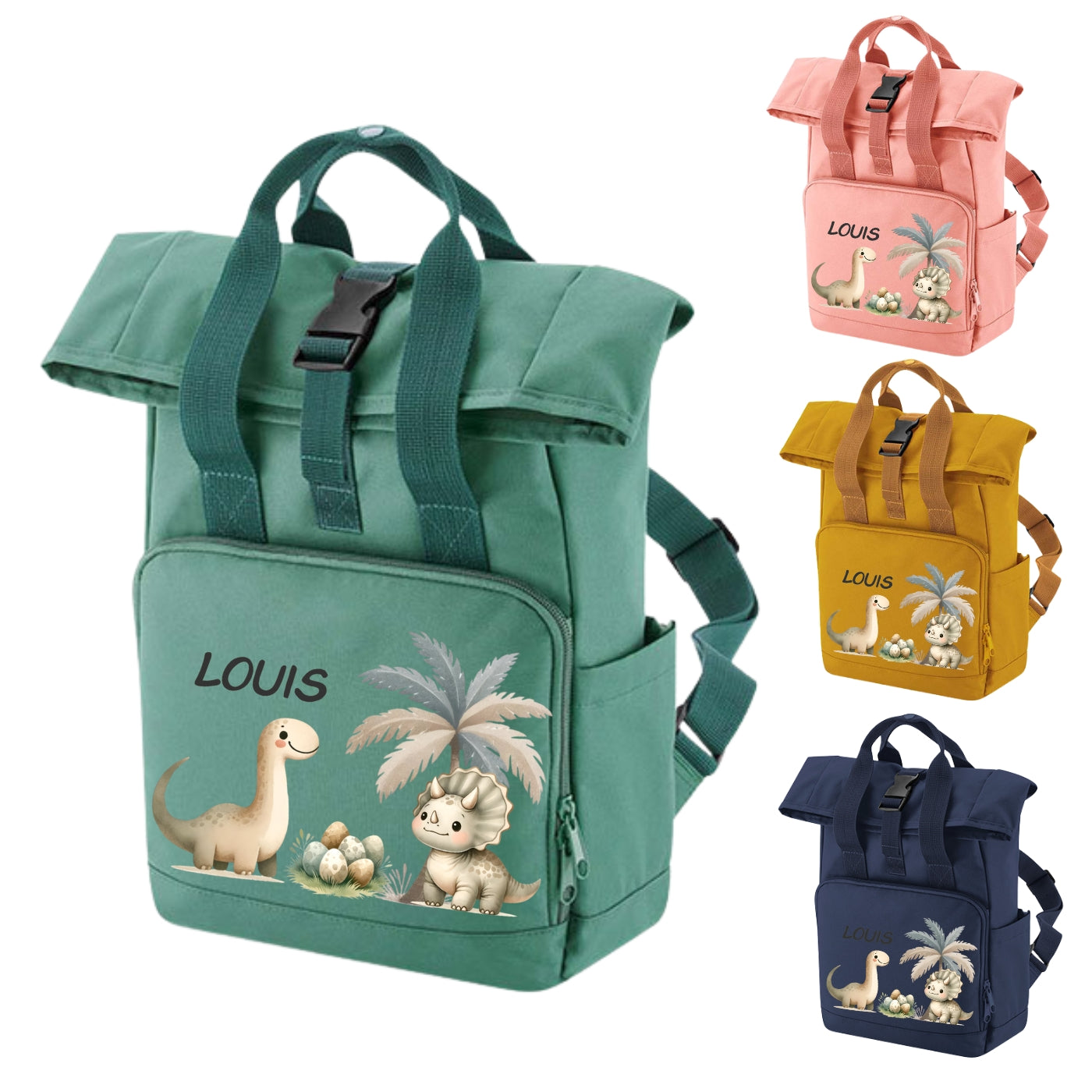 Rucksack für Kinder Dino mit Namen