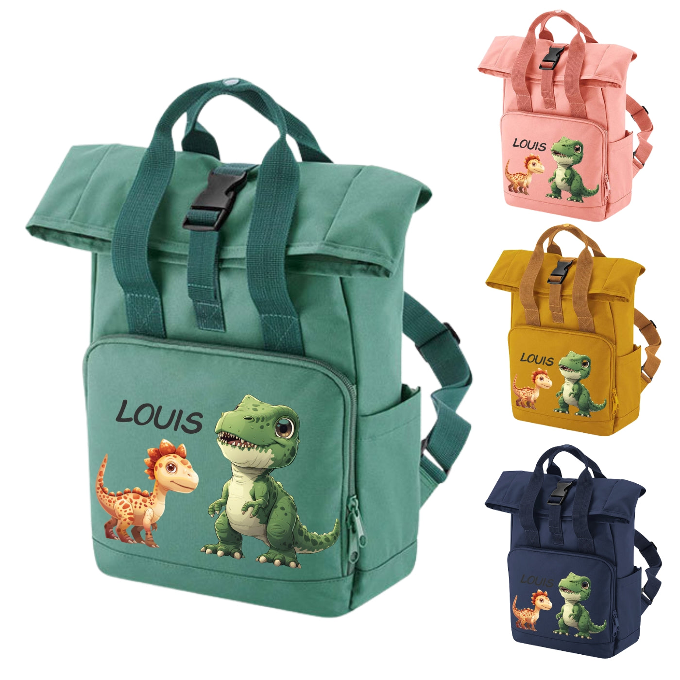 Rucksack für Kinder Dino mit Namen