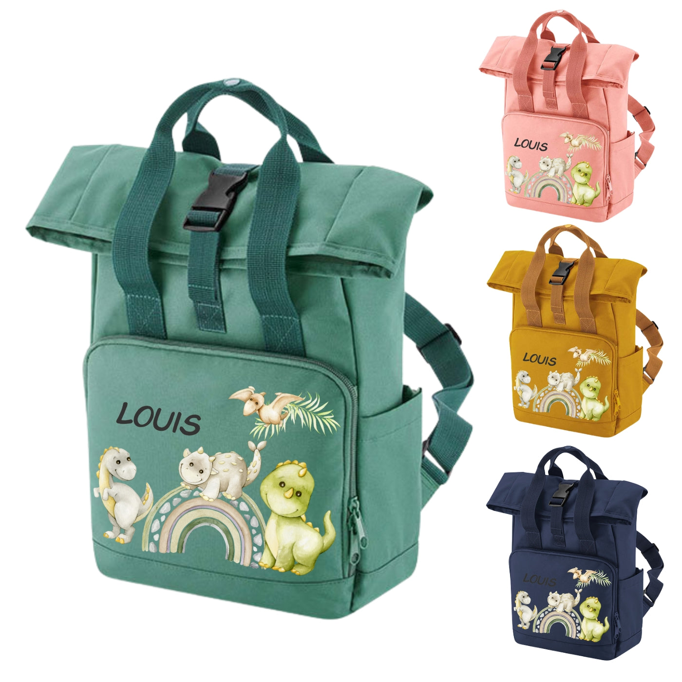 Rucksack für Kinder Dino mit Namen