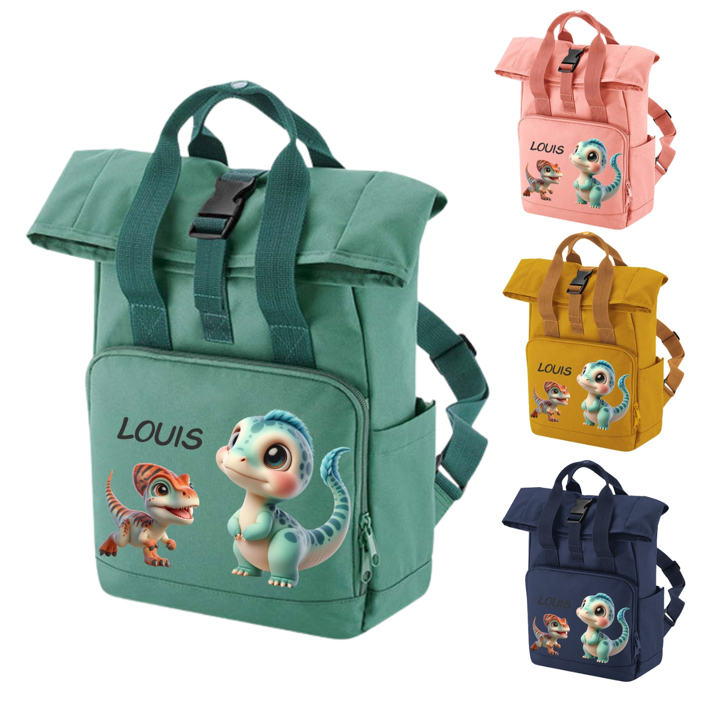 Rucksack für Kinder Dino mit Namen