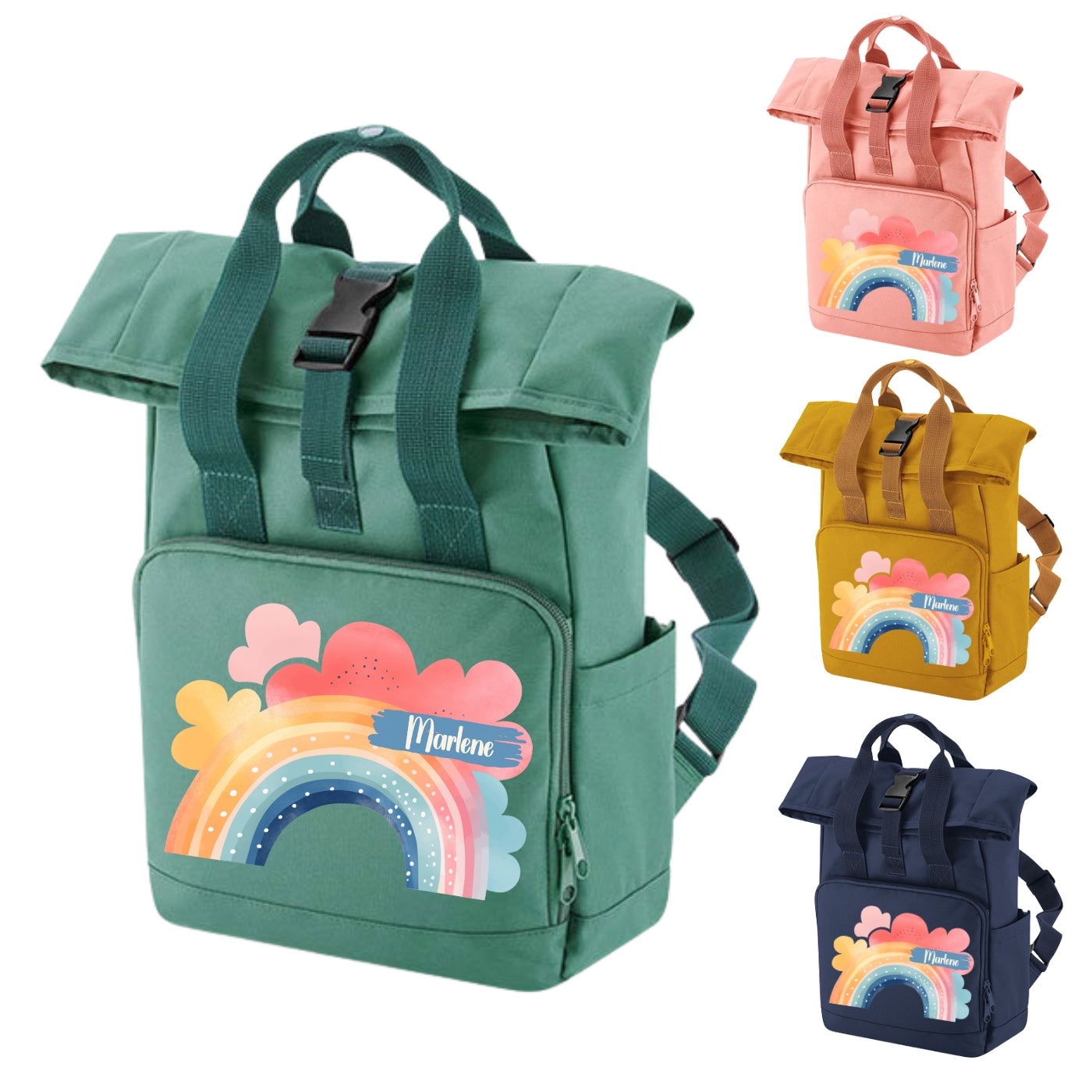 Kindergartentasche Rucksack Regenbogen Motive mit Namen