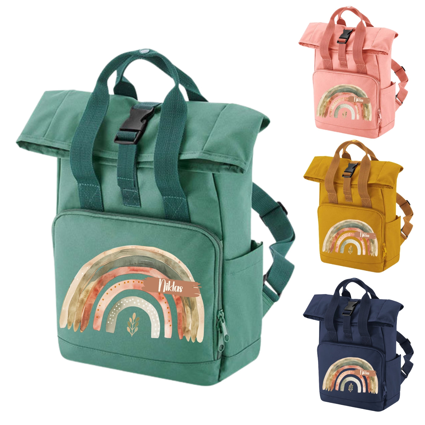 Kindergartentasche Rucksack Regenbogen Motive mit Namen