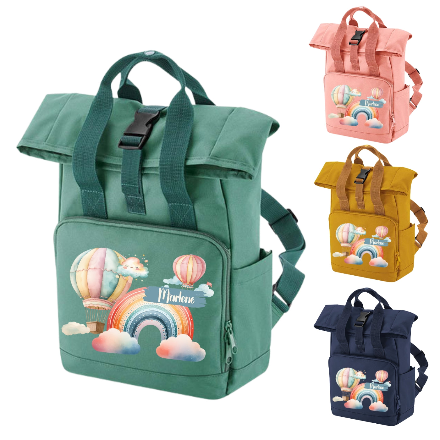 Kindergartentasche Rucksack Regenbogen Motive mit Namen