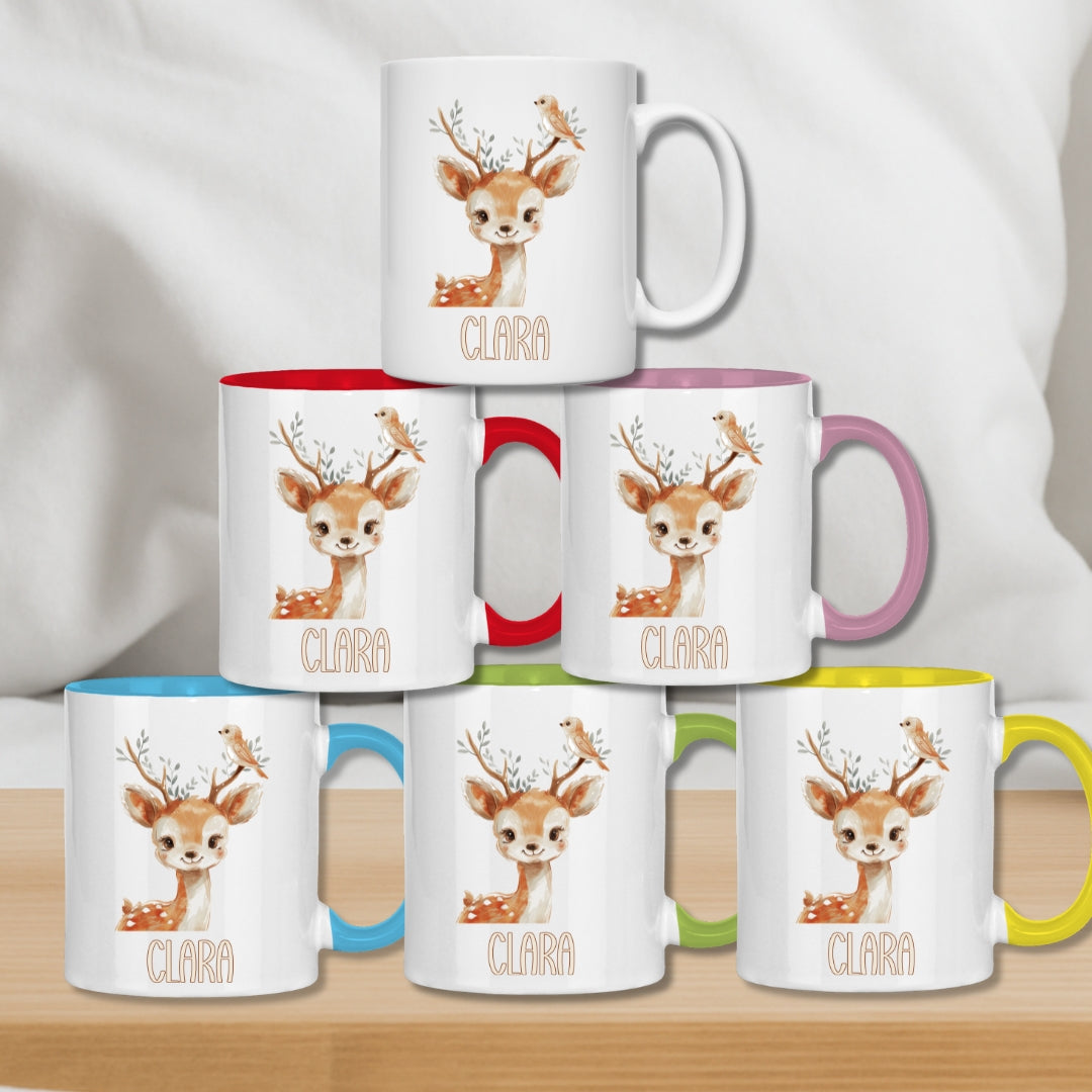Kindertasse personalisiert – Keramiktasse mit Tieren und Namen