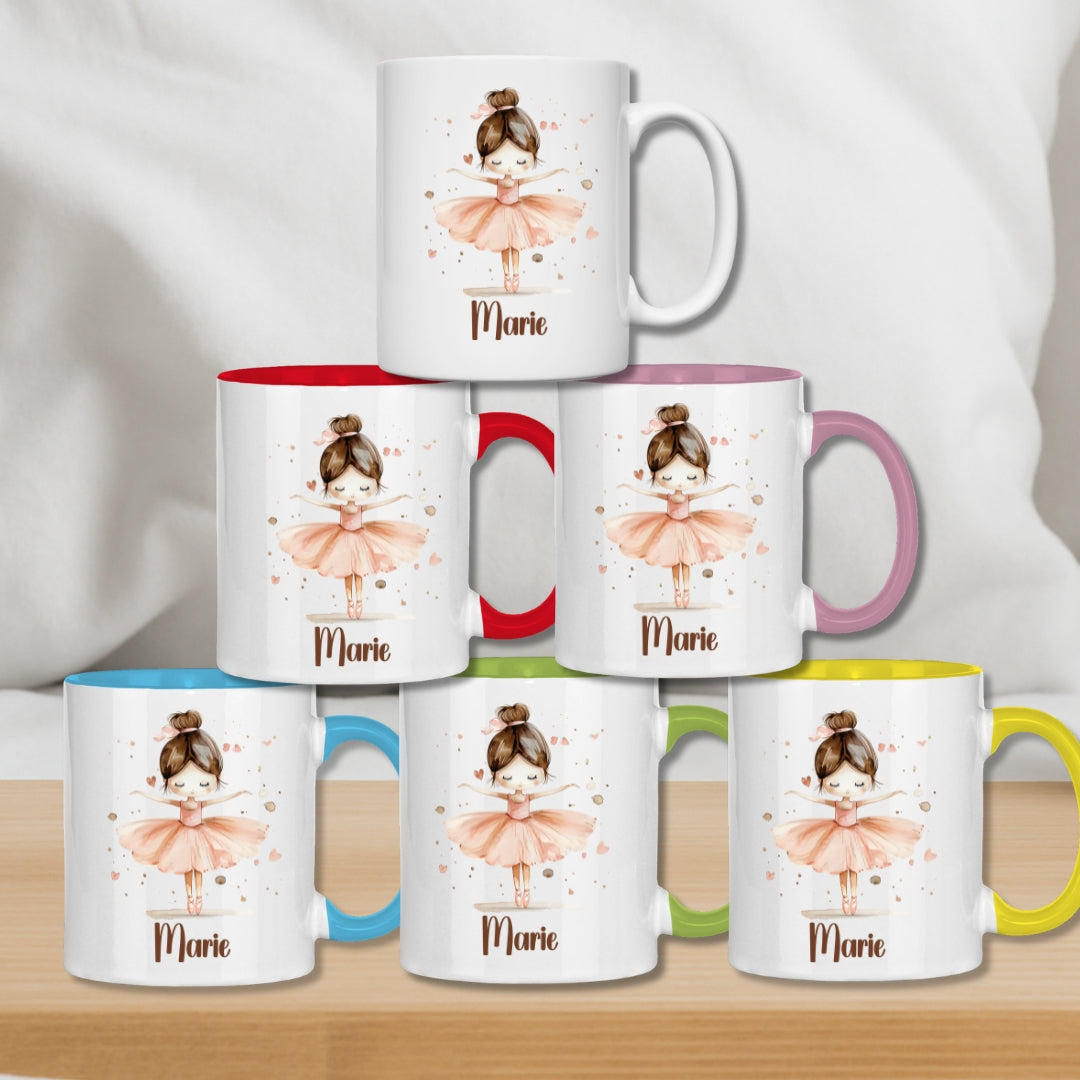 Kindertasse personalisiert – Ballerina Tasse mit Namen für Mädchen