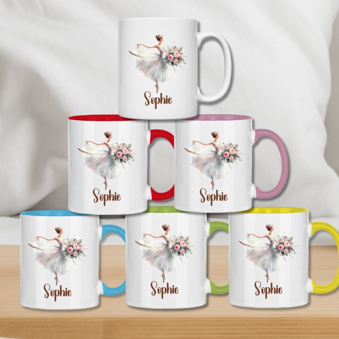 Kindertasse personalisiert – Ballerina Tasse mit Namen für Mädchen