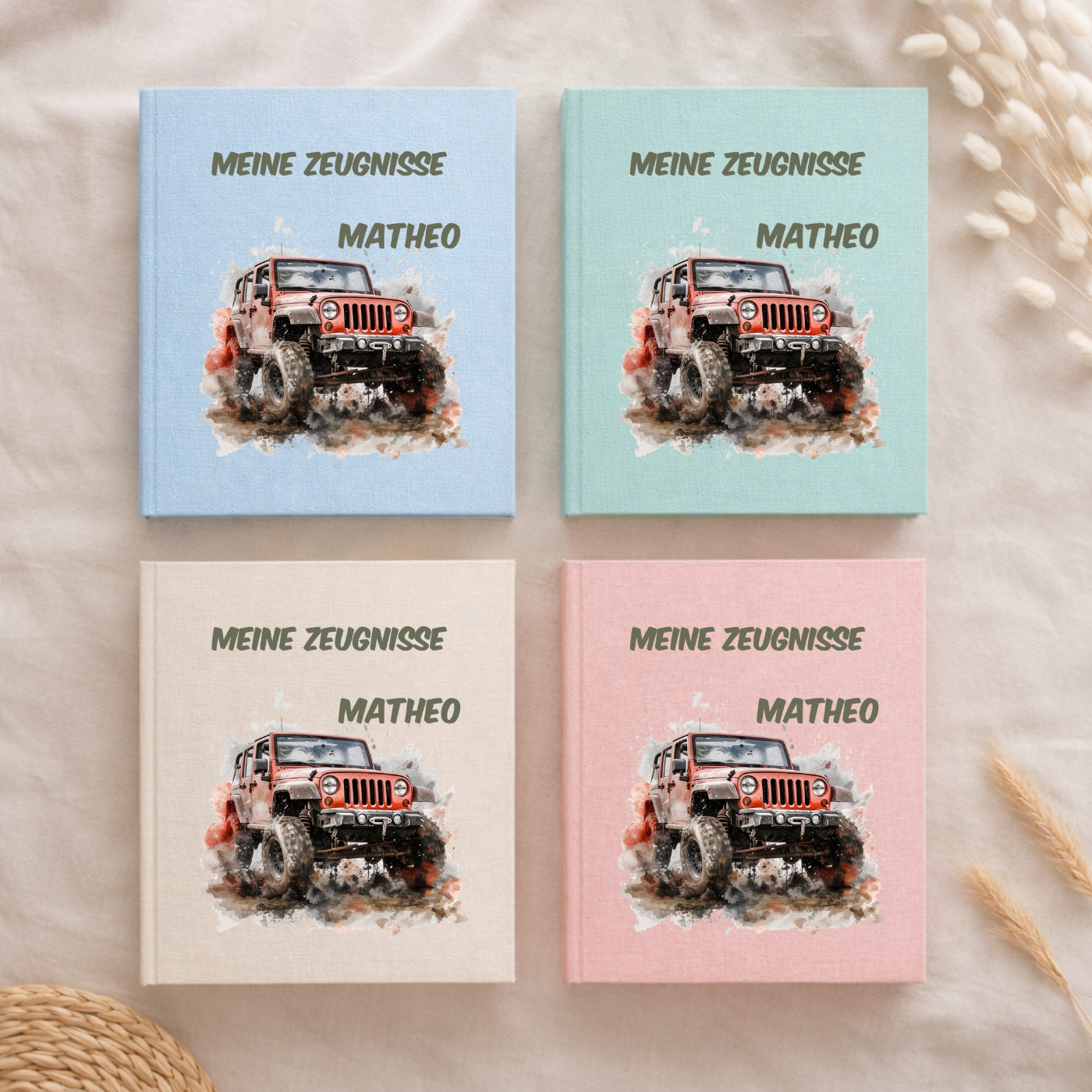 Zeugnismappe Auto & Rennwagen personalisiert A4