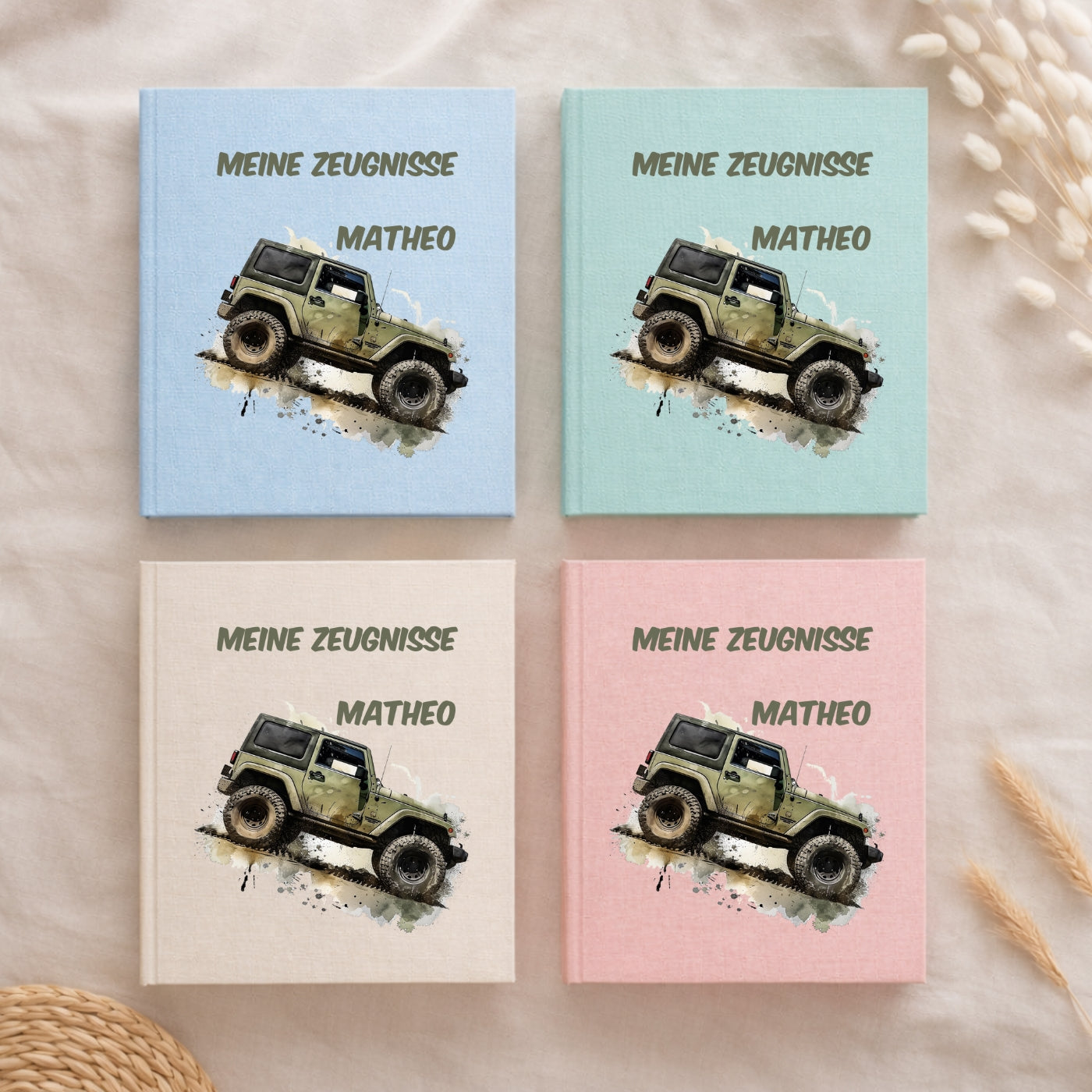 Zeugnismappe Auto & Rennwagen personalisiert A4