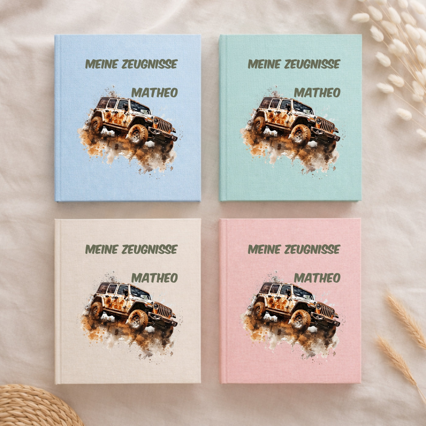 Zeugnismappe Auto & Rennwagen personalisiert A4