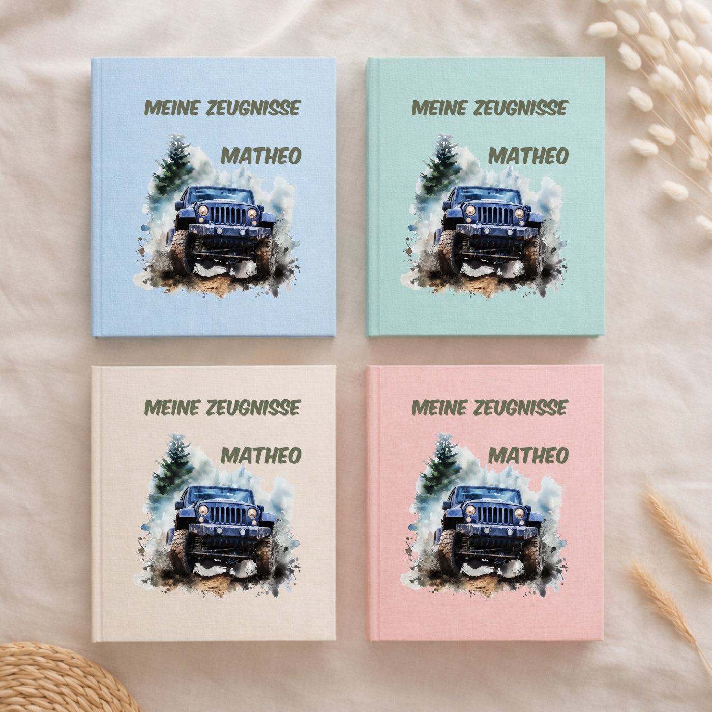 Zeugnismappe Auto & Rennwagen personalisiert A4
