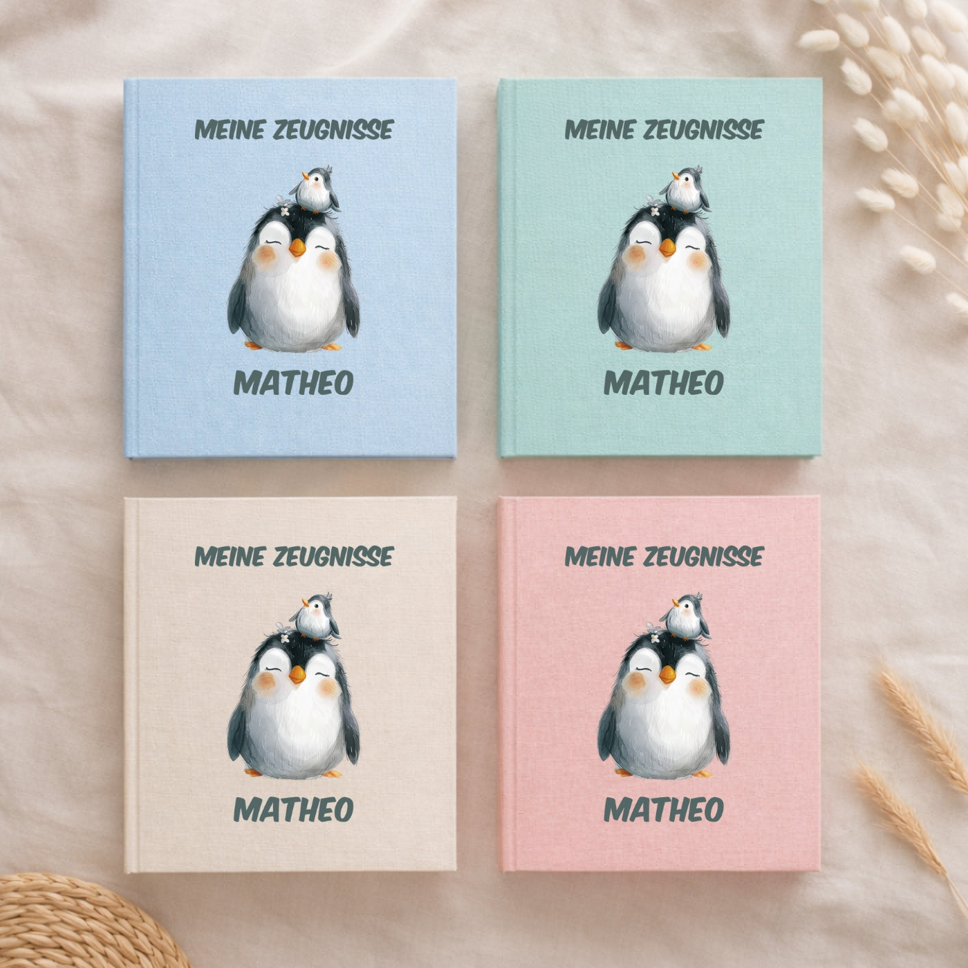 Zeugnismappe bunte Tiermotive personalisiert A4