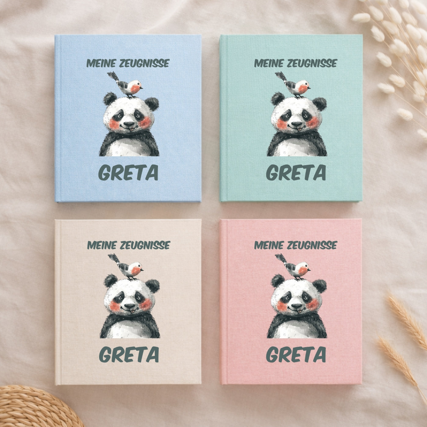 Zeugnismappe bunte Tiermotive personalisiert A4